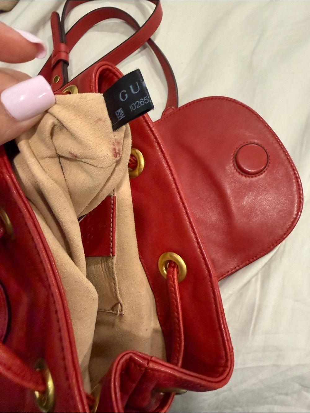 Gucci Red Chevron Quilted Mini Backpack with Gold GG - Picture 6 of 9